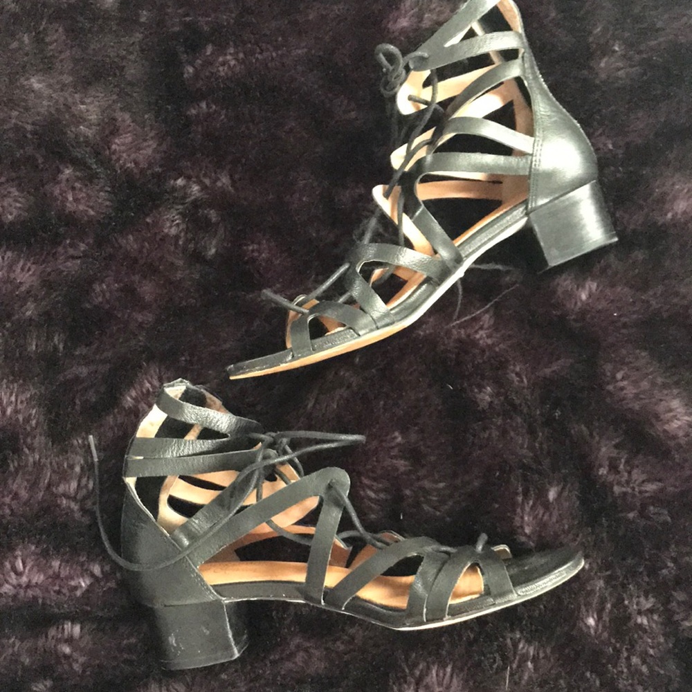Lace up leather sandals